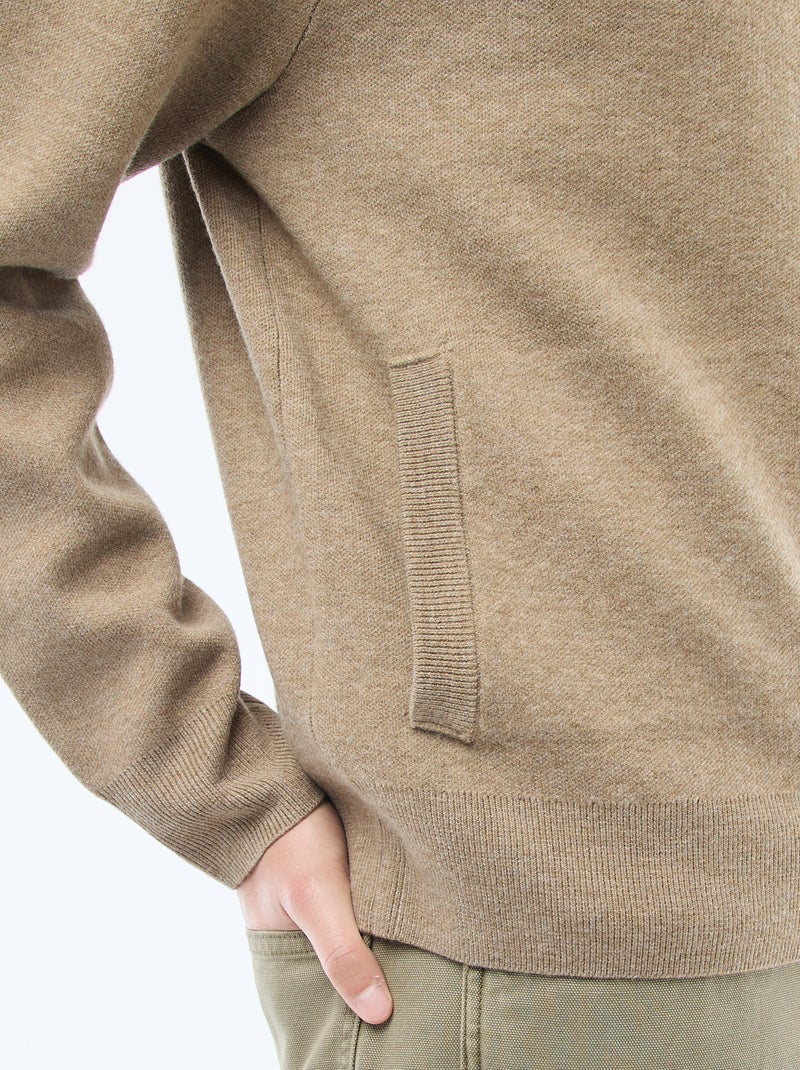 Warm, gewatteerd vest met opstaande kraag en rits Bruin - Kiabi