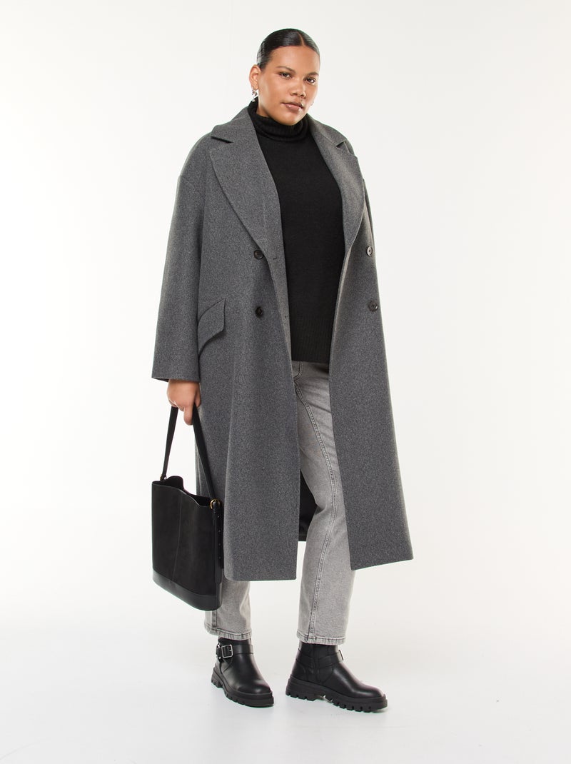 Warme coltrui met splitjes zwart - Kiabi