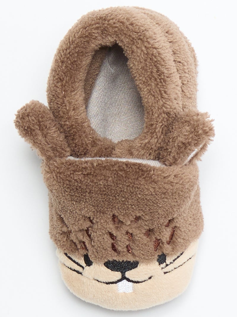 Warme dierenslofjes Bruin - Kiabi