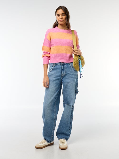 Warme, gebreide trui met ronde hals - Kiabi