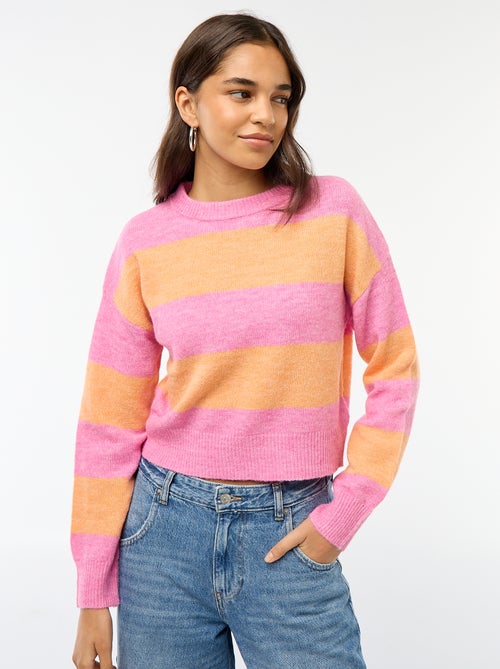 Warme, gebreide trui met ronde hals - Kiabi