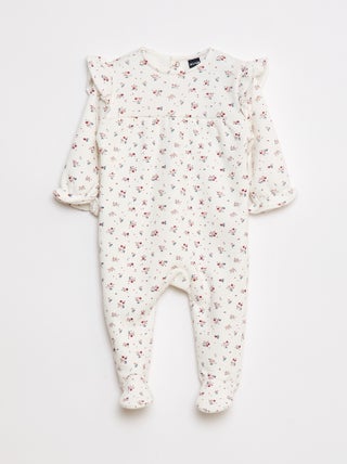 Warme gevoerde pyjama met ruches aan de schouders