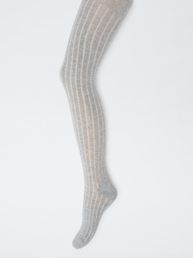 Warme kousenbroek van ribstof - Setje van 2 Grijs - Kiabi