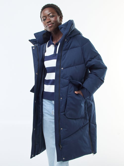 Warme, lange donsjas met capuchon - Kiabi