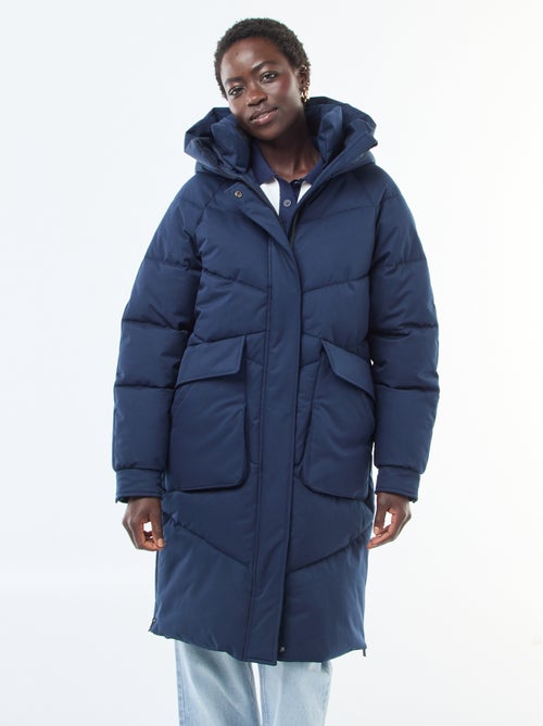 Warme, lange donsjas met capuchon - Kiabi