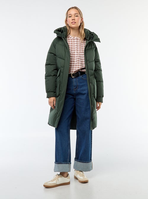 Warme, lange donsjas met capuchon - Kiabi