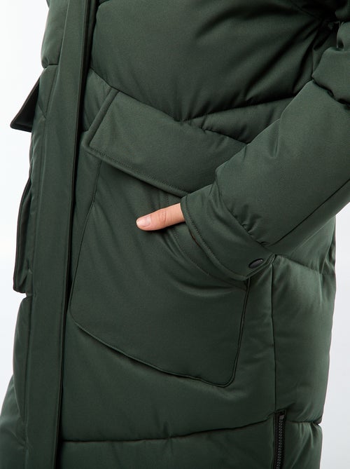 Warme, lange donsjas met capuchon - Kiabi