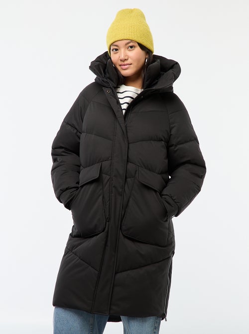 Warme, lange donsjas met capuchon - Kiabi