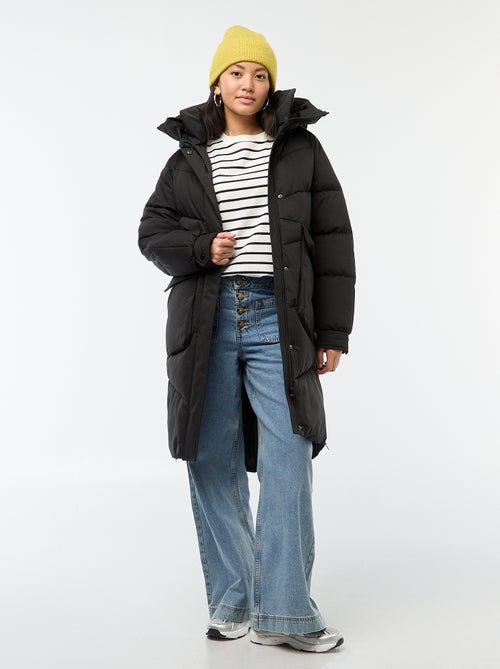 Warme, lange donsjas met capuchon - Kiabi