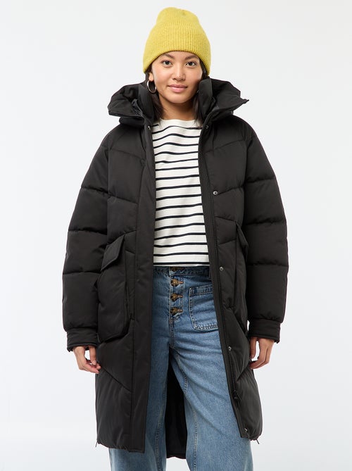 Warme, lange donsjas met capuchon - Kiabi