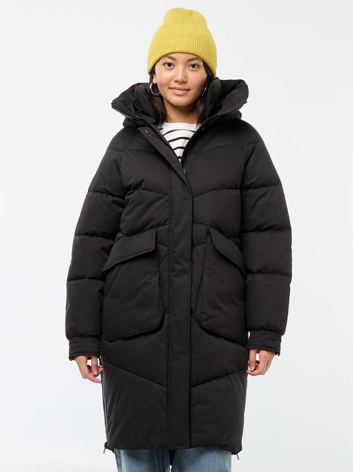 Warme, lange donsjas met capuchon - Kiabi