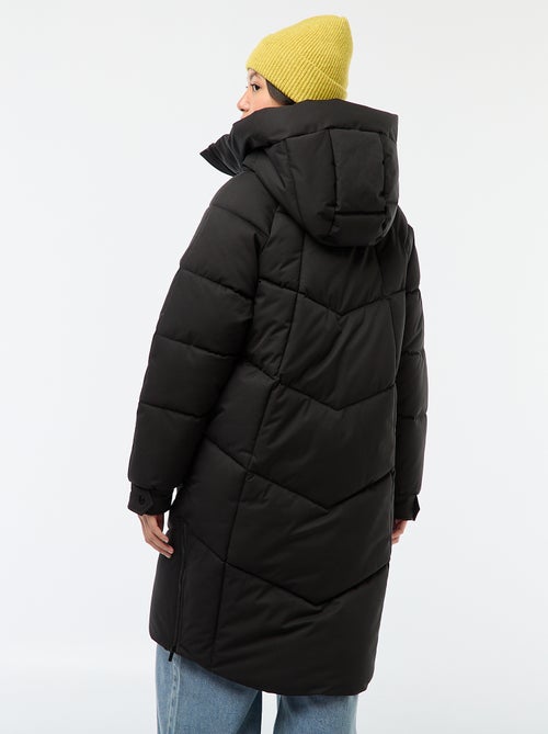 Warme, lange donsjas met capuchon - Kiabi