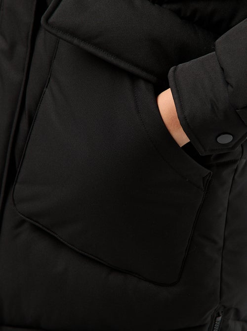 Warme, lange donsjas met capuchon - Kiabi