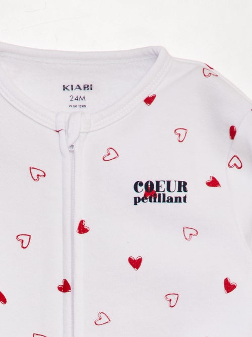 Warme, lange pyjama in liefdesthema - Kiabi