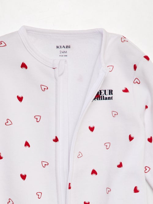 Warme, lange pyjama in liefdesthema - Kiabi