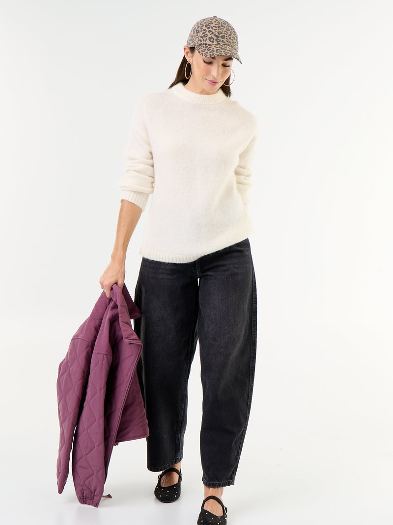 Warme mohair trui met ronde hals Biege - Kiabi