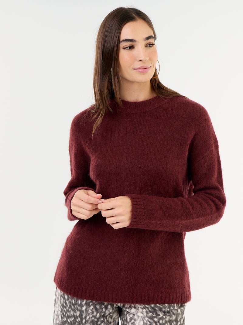 Warme mohair trui met ronde hals Paars - Kiabi