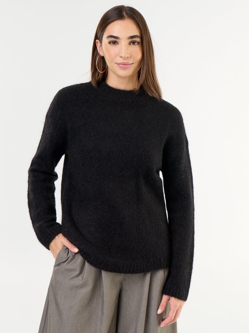 Warme mohair trui met ronde hals Zwart - Kiabi
