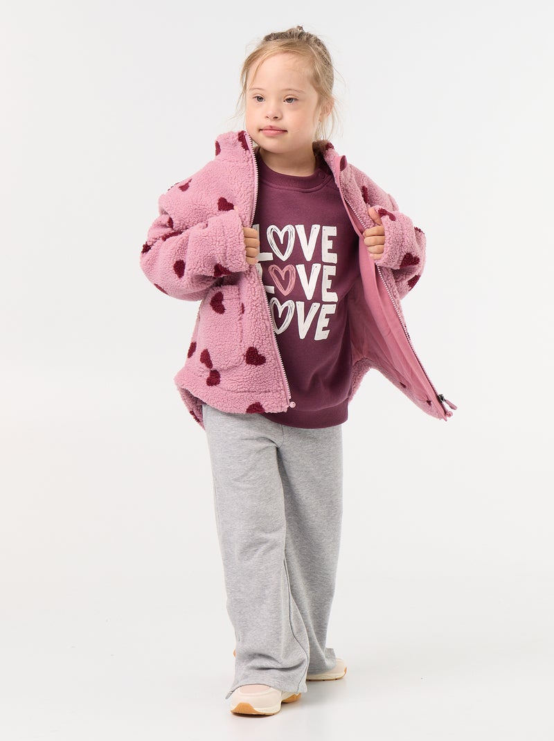 Warme molton sweater - gemakkelijk aan te trekken collectie Rood - Kiabi
