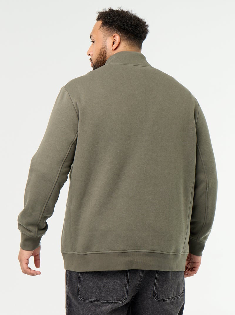 Warme molton sweater met ritskraag Groen - Kiabi