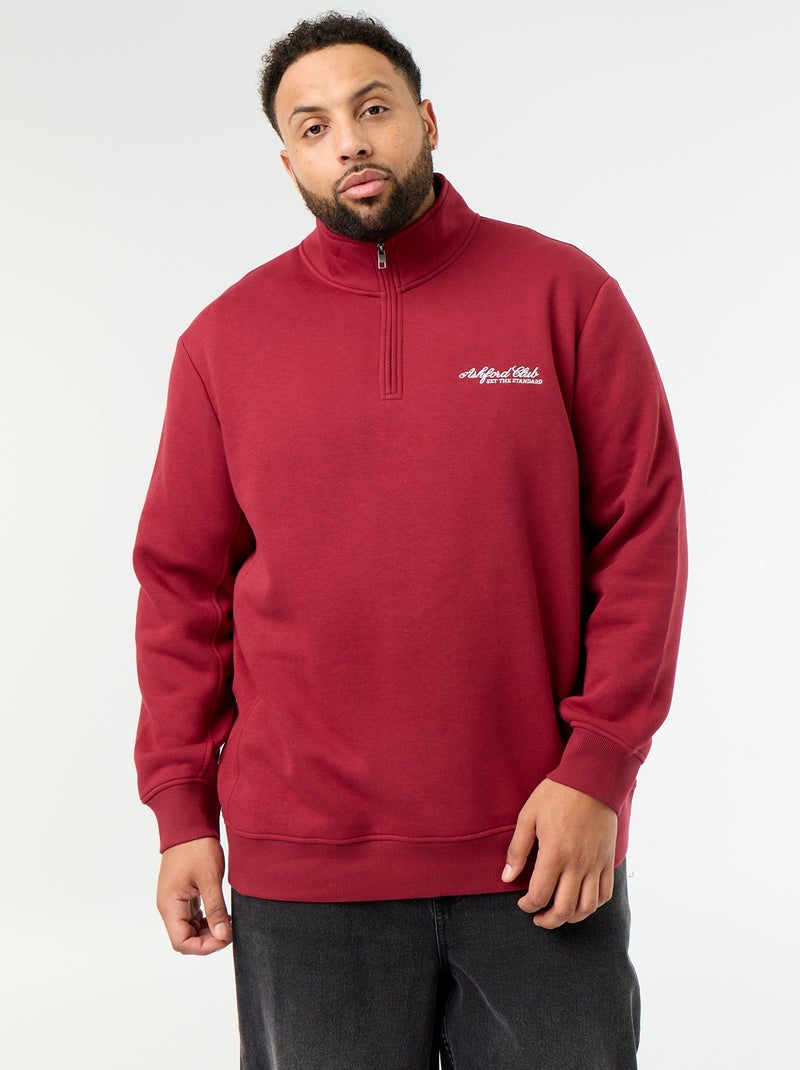 Warme molton sweater met ritskraag Rood - Kiabi