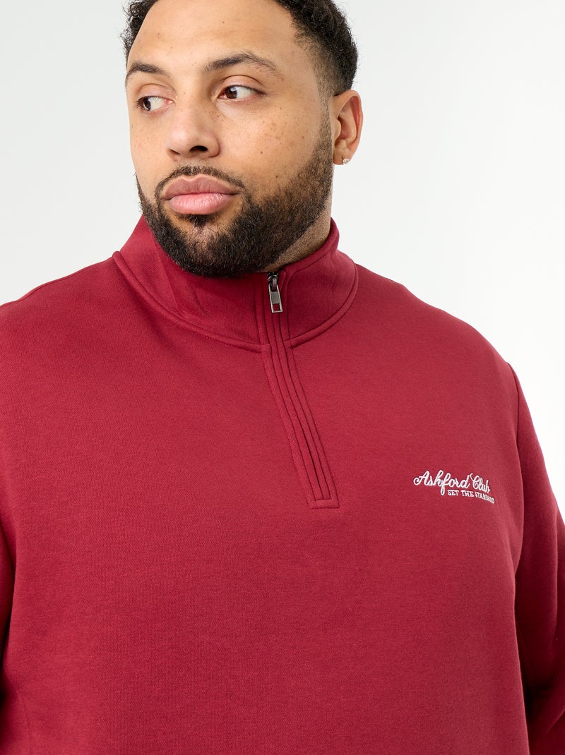 Warme molton sweater met ritskraag Rood - Kiabi