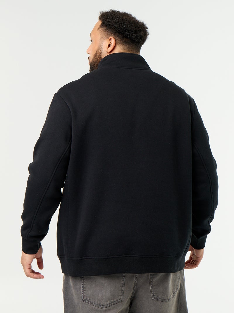 Warme molton sweater met ritskraag Zwart - Kiabi