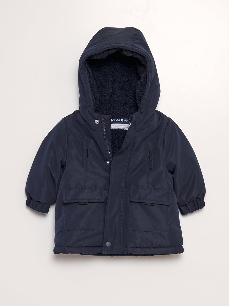 Warme parka met capuchon BLAUW - Kiabi