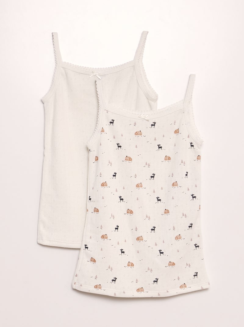 Warme singlet met smalle schouderbandjes WIT - Kiabi