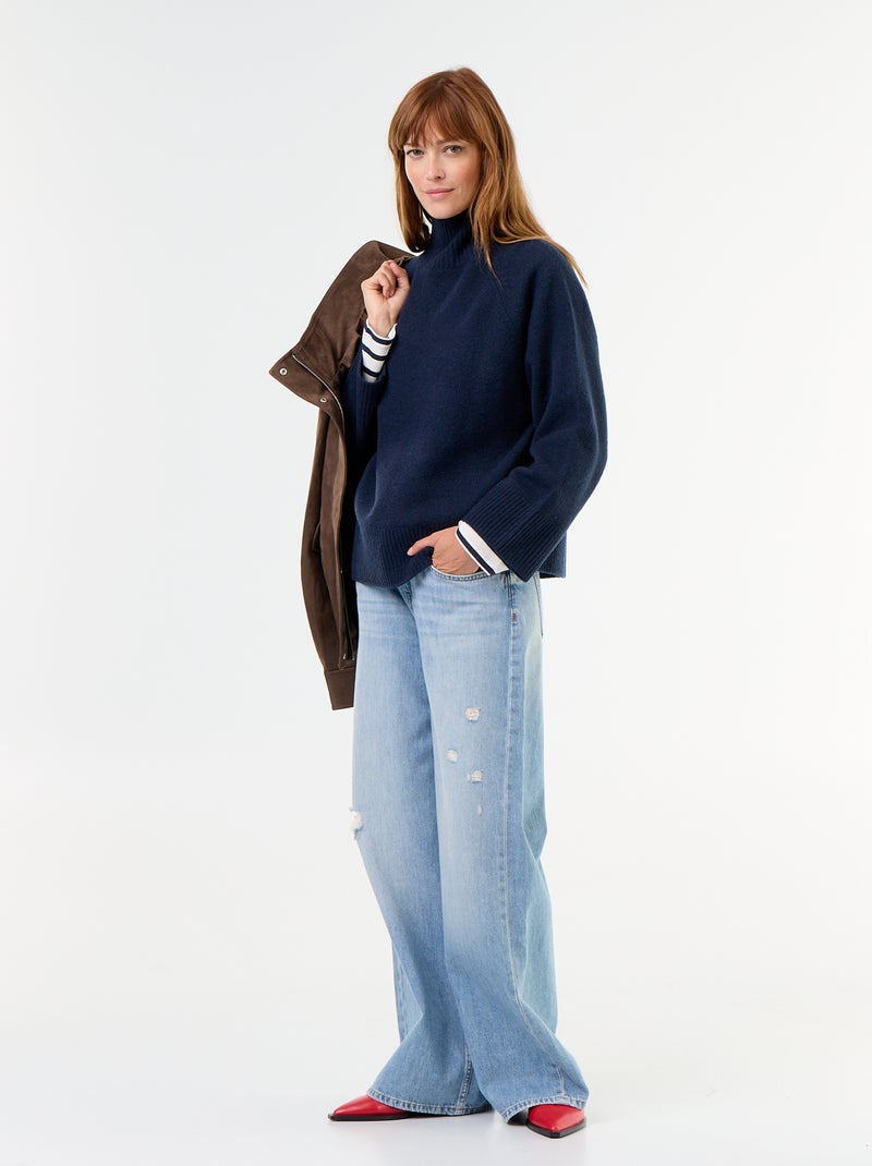 Warme trui met opstaande kraag Blauw - Kiabi