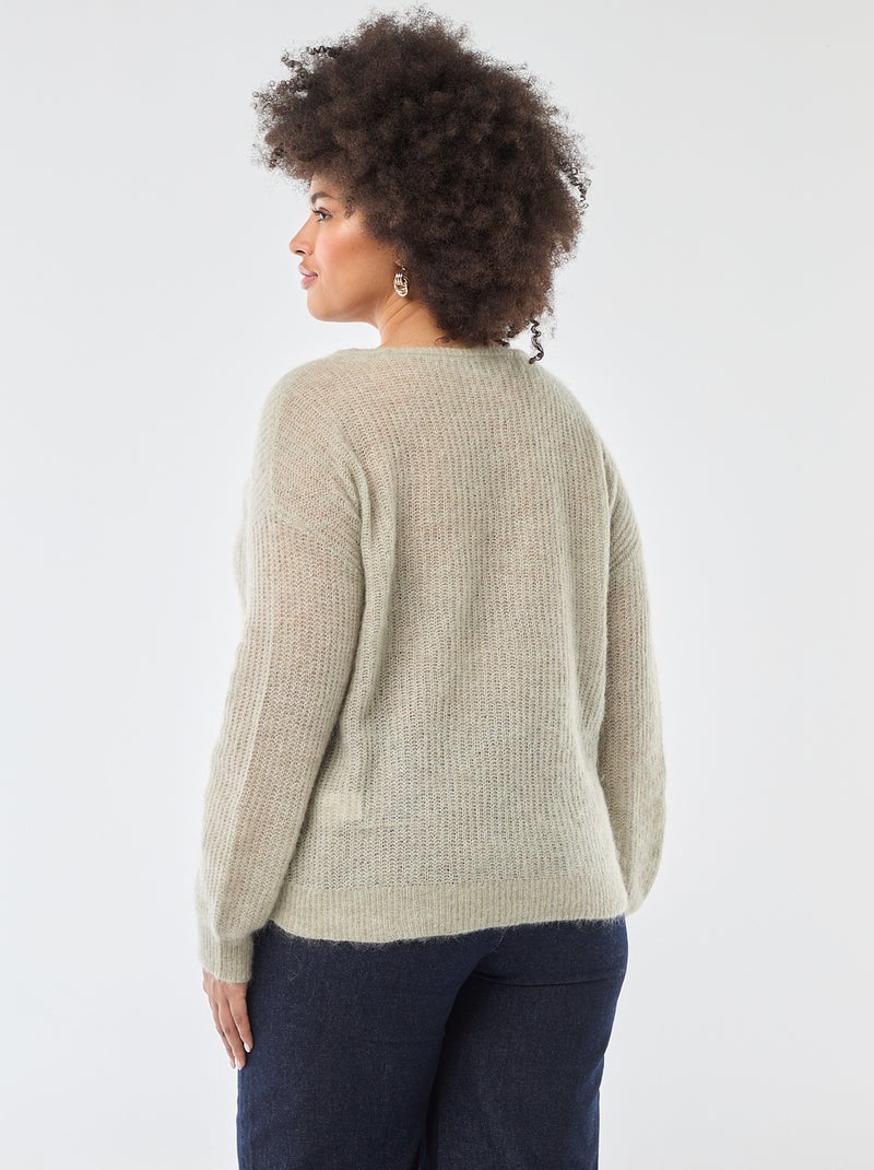 Warme trui van mohair met ronde hals Groen - Kiabi