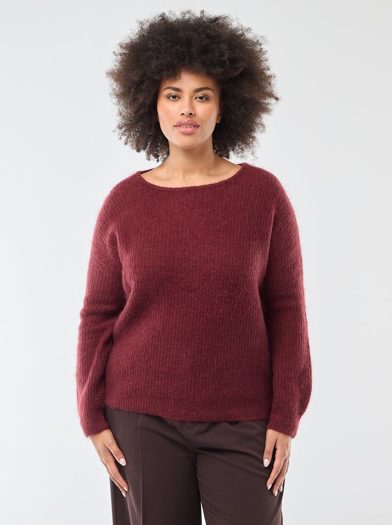 Warme trui van mohair met ronde hals Paars - Kiabi