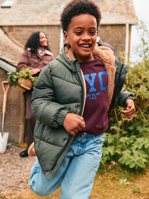 Waterafstotend donsjack met doorgestikte kap - Kiabi