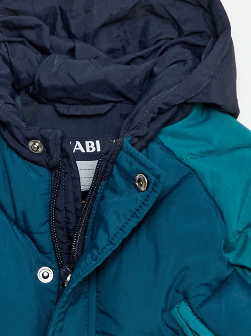 Waterafstotend donsjack met kap en colorblock - Kiabi