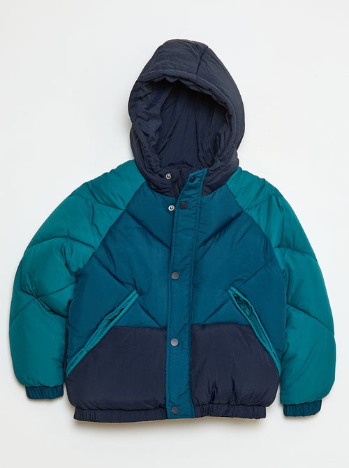 Waterafstotend, gewatteerd donsjack met colorblockpatroon - Kiabi