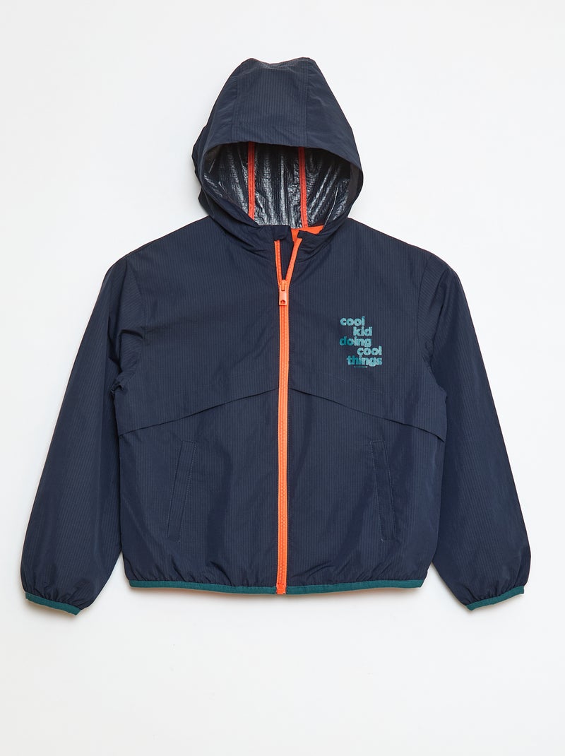 Waterafstotend windjack met capuchon Blauw - Kiabi