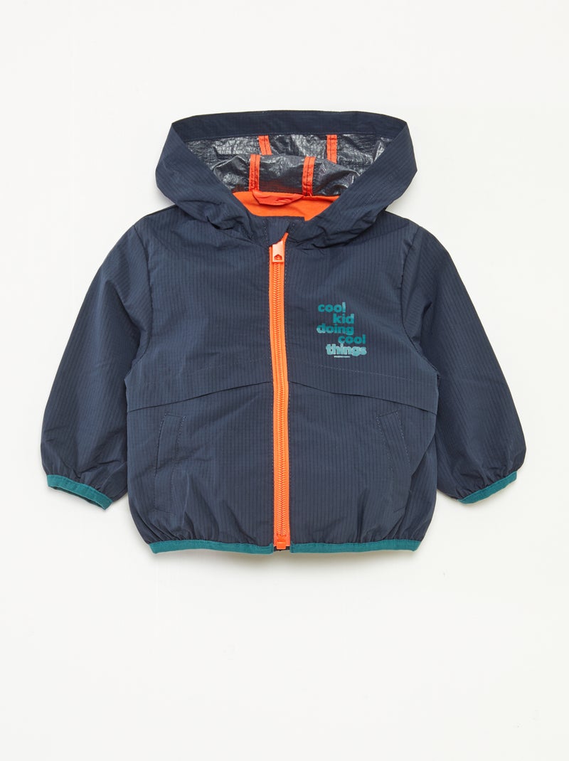 Waterafstotend windjack met capuchon Blauw - Kiabi