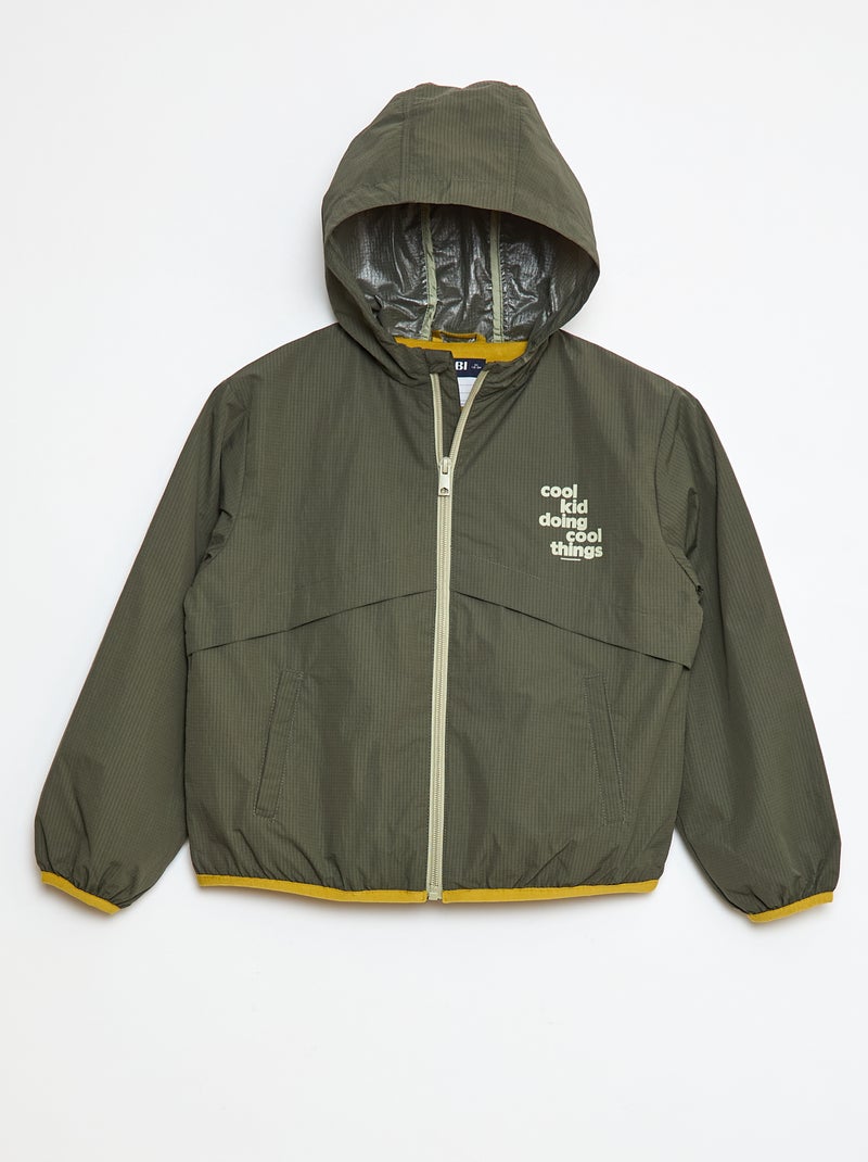 Waterafstotend windjack met capuchon Groen - Kiabi
