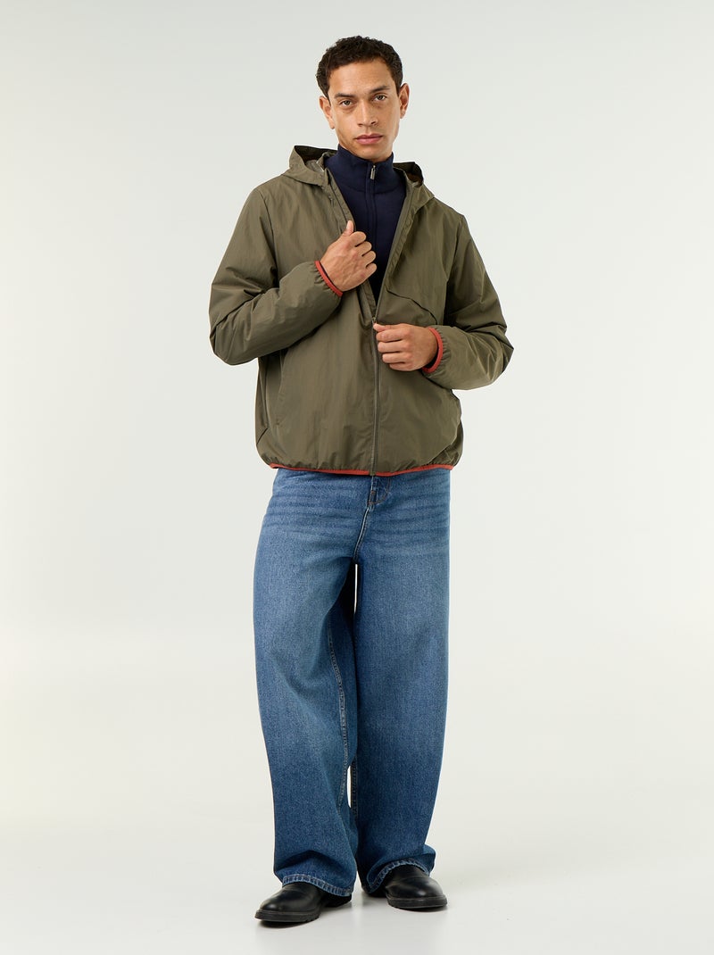 Waterafstotend windjack met capuchon Kaki - Kiabi