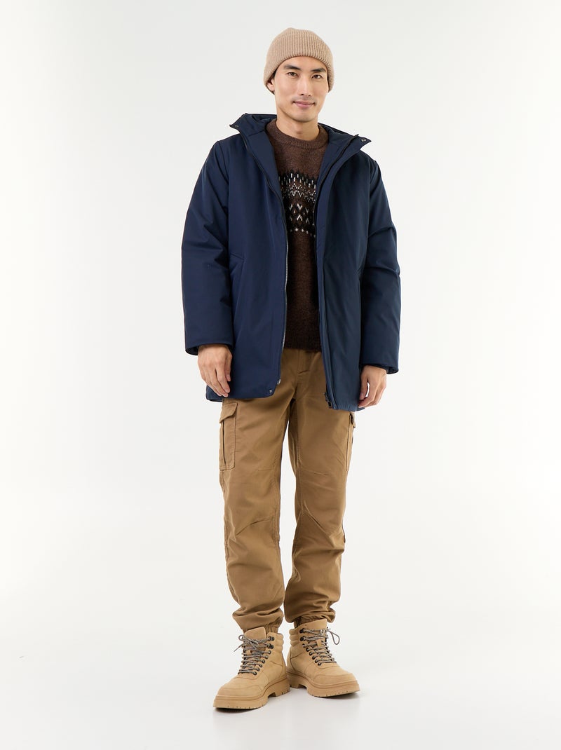 Waterafstotende capuchonparka Blauw - Kiabi