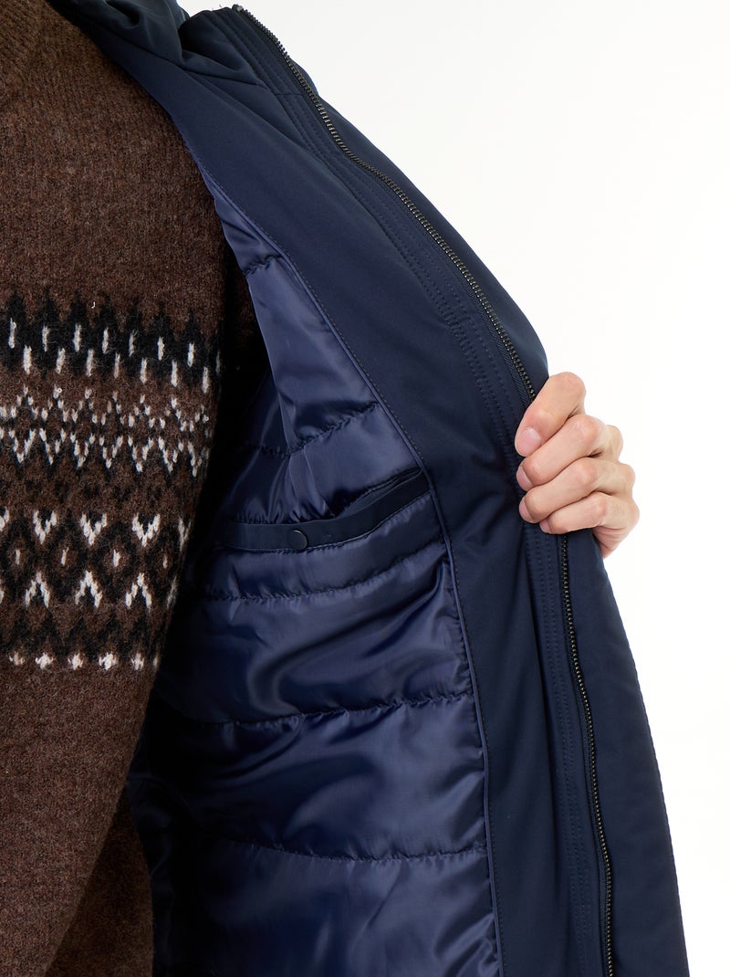 Waterafstotende capuchonparka Blauw - Kiabi