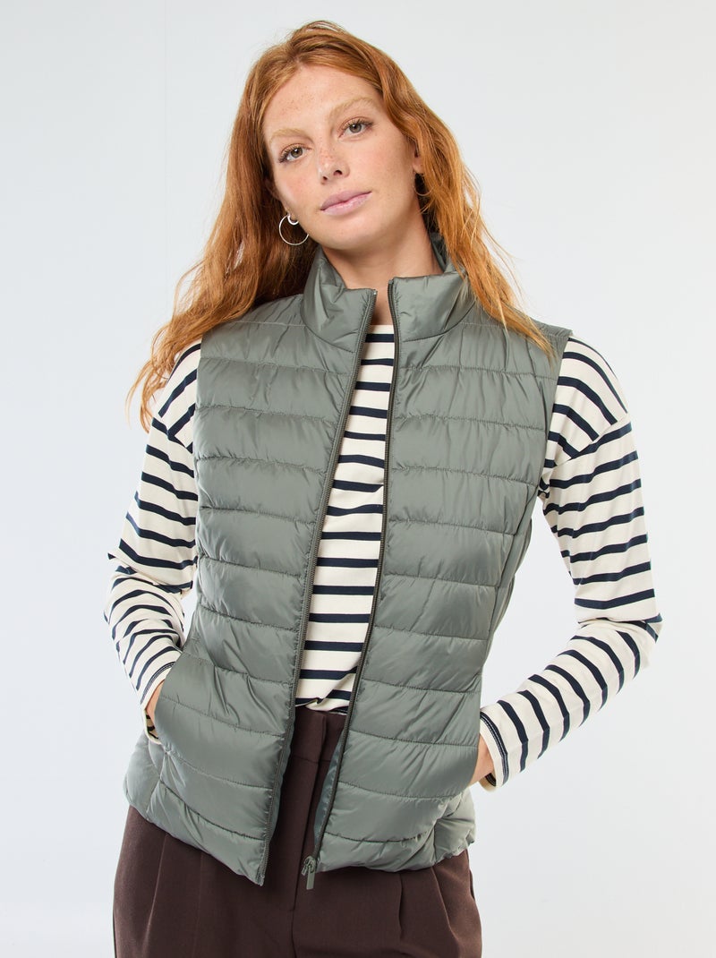 Waterafstotende doorgestikte bodywarmer Groen - Kiabi