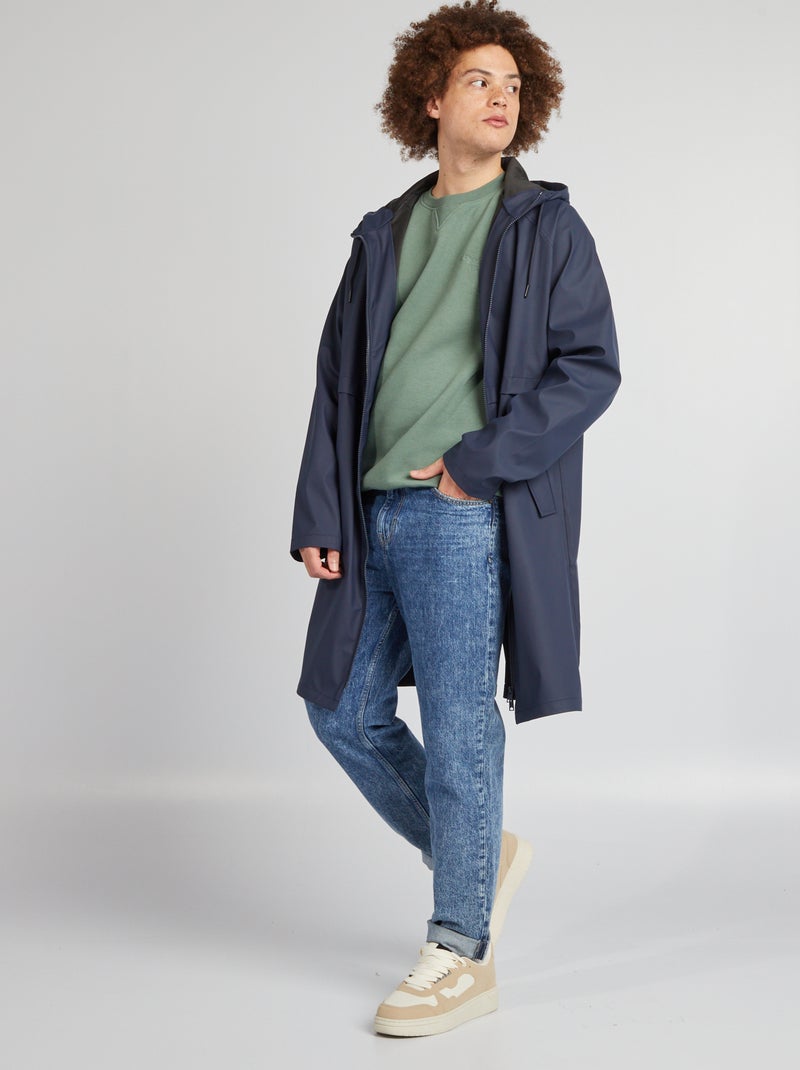 Waterafstotende lange parka met capuchon BLAUW - Kiabi