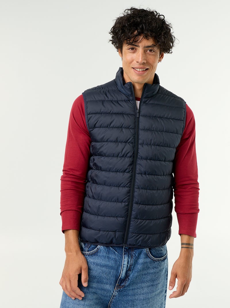 Waterafstotende mouwloze gewatteerde jas Blauw - Kiabi