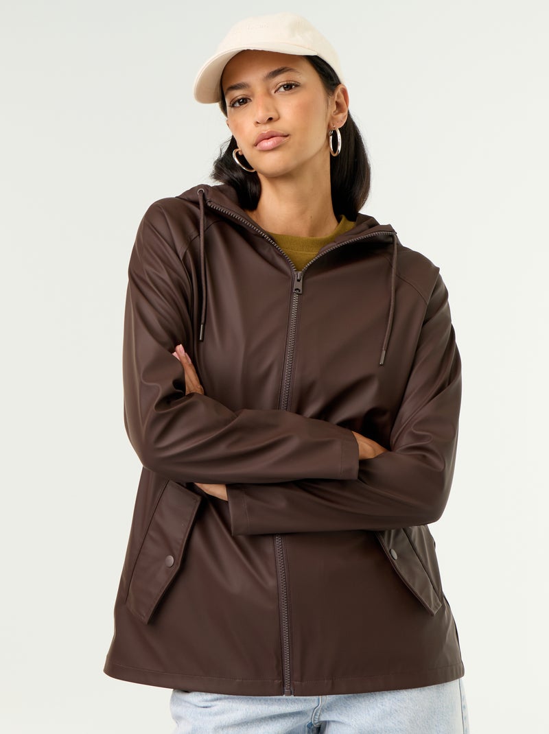 Waterafstotende parka met capuchon Bruin - Kiabi