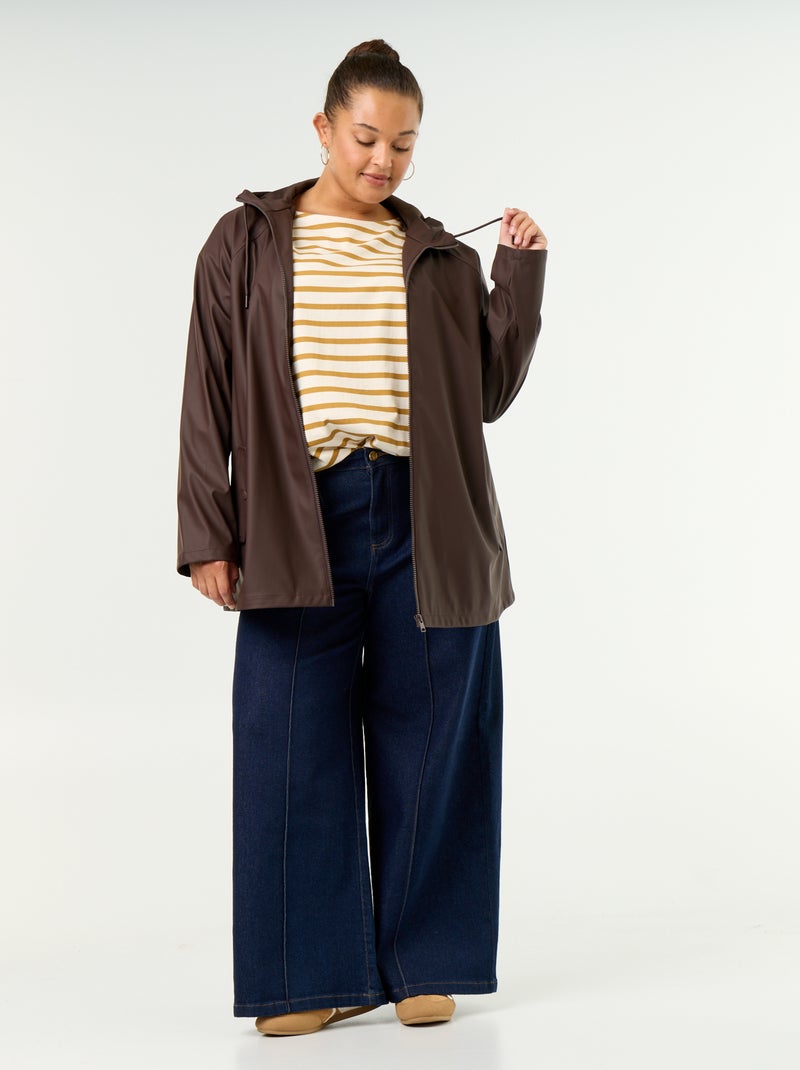 Waterafstotende parka met capuchon Bruin - Kiabi