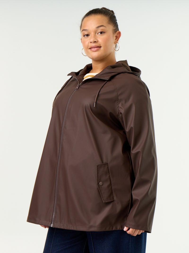 Waterafstotende parka met capuchon Bruin - Kiabi