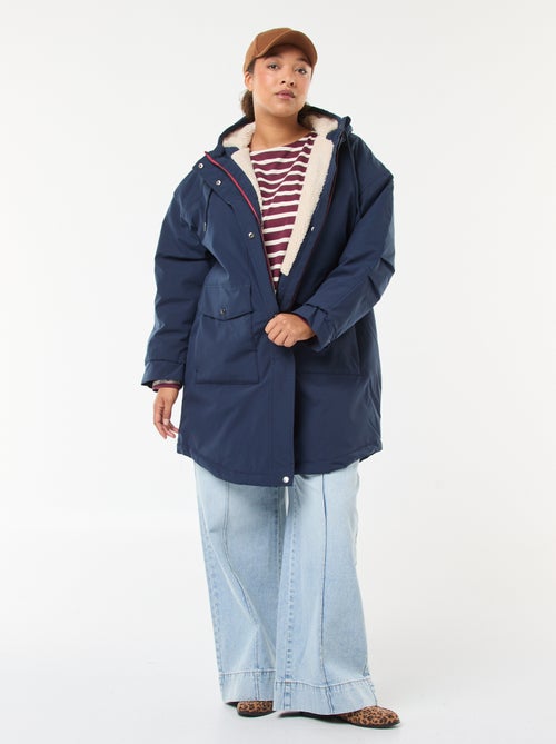 Waterafstotende parka met capuchon en imitatieschapenvacht - Kiabi