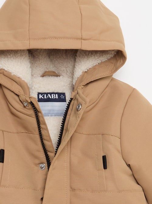 Waterafstotende parka met capuchon en voering met schapenvachteffect - Kiabi