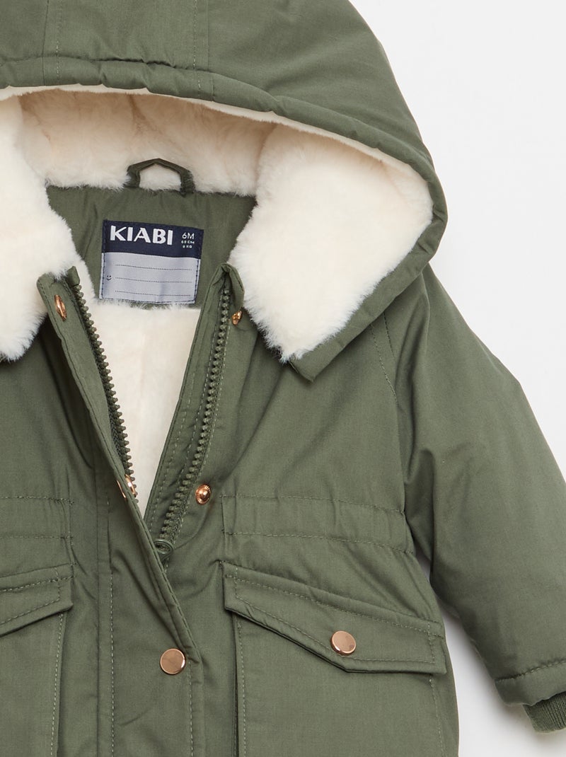 Waterafstotende parka met capuchon Groen - Kiabi